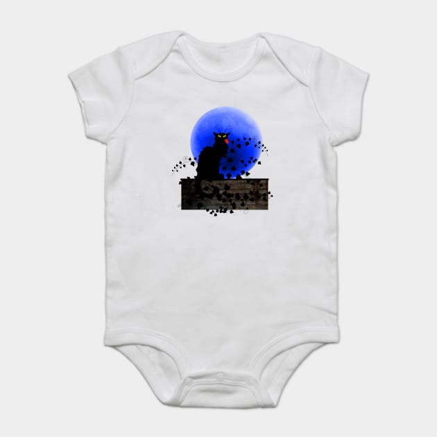 Chat Noir Blue Moon Red Rose Baby Bodysuit by HolidayBug